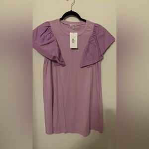 Tcec NEW size large Lavender Ruffle Sleeve Dress